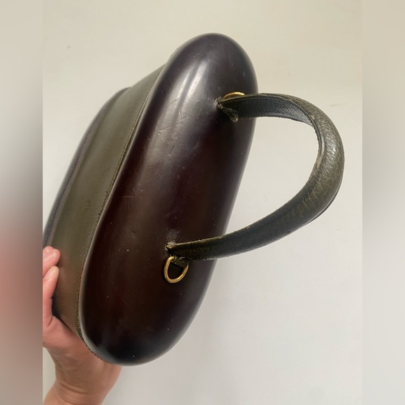 Vintage Olive Green and Brown Travel Purse Bag - Picture 3 of 7